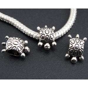  Turtle Antique Silver Charm Bead for Bracelet or Necklace 