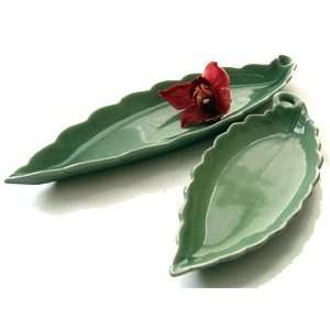  Celadon Leaf Dishes  Set of 2